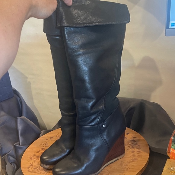 UGG Ravenna Black Over the Knee Wedge Boots size 8 - Picture 4 of 10